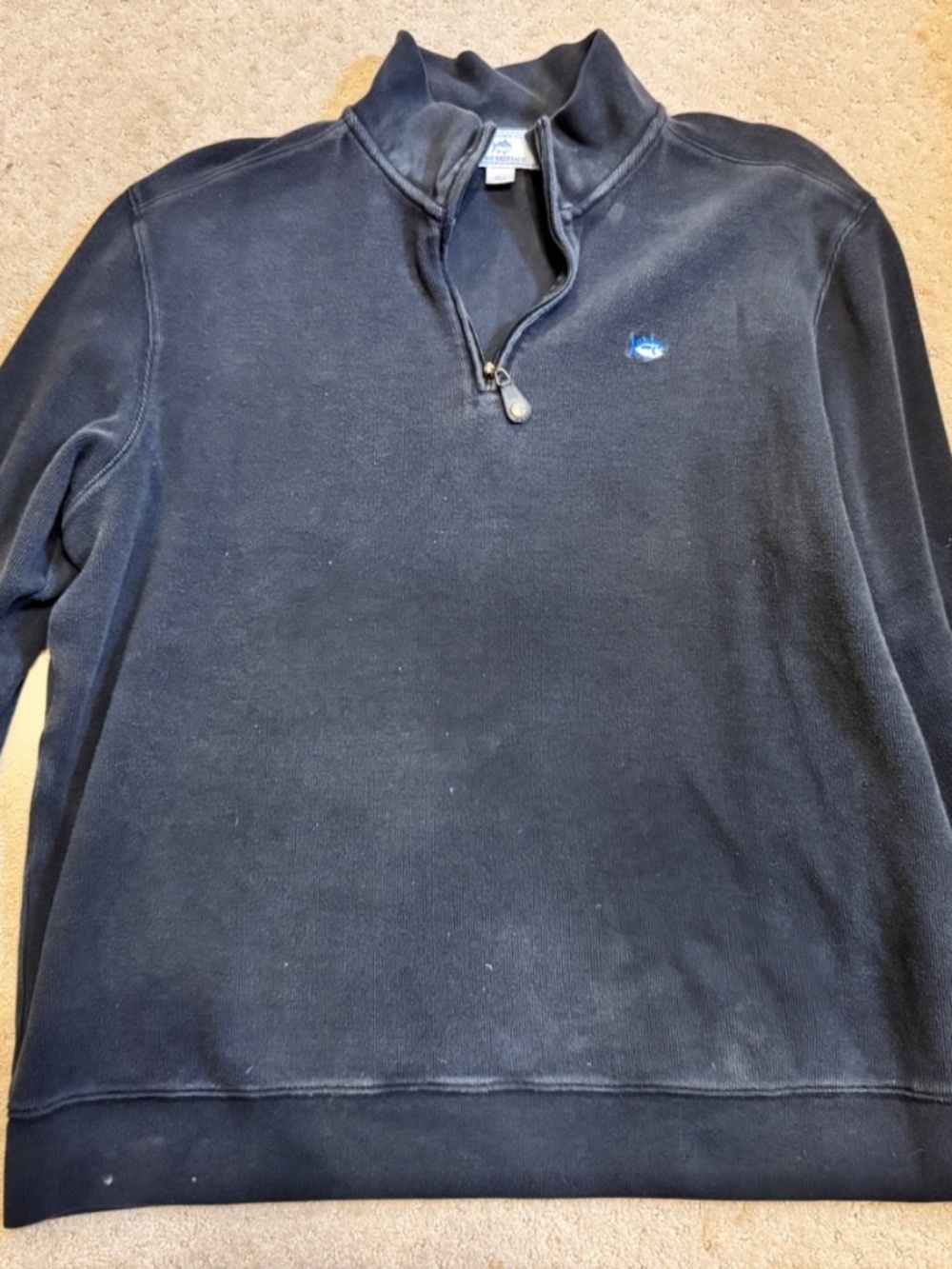 Southern Tide 1/4 Skipjack Pullover 1/4 Zip Black Sweater Jacket Mens Size Large